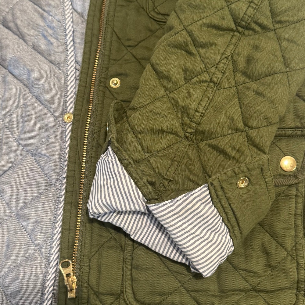 J.Crew Downtown Field Jacket XS Olive Green PrimaLoft Quilted Equestrian Utility - Picture 6 of 11